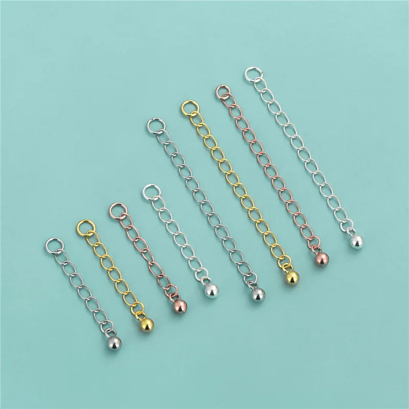 Hot Sale S925 Sterling Silver Round Ball Extension Chain for Necklace Jewelry Making Accessories