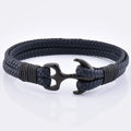Luxury Classic Stainless Steel Leather Men Leather Bracelet Braided Handwoven Anchor Leather Bracelet for Men