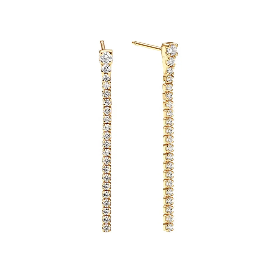 Nagosa Minimalist Women Jewelry 18k Gold Vermeil 925 Sterling Silver Cubic Zirconia Tennis Chain Stud Earrings