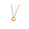 Ouj Quality Delicate Korean Stylish Link Chain Rhodium Gold Plated Minimalist Brass Ring Pendant Necklace Jewelry for Girls