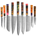 Wholesale 11pcs Kitchen Knife Set 67 Layers Damascus Steel 10Cr15CoMoV Kiritsuke Utility Knife Colorful Stabilized Wood Handle