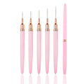 TSZS New 7/9/11/15/20 mm Striping Nail Art Brushes Detail Pink Metal Handle Nail Drawing Pens Long Liner Brushes for Nail Art