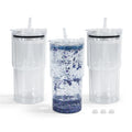 18oz Double Wall Pre-Drilled Clear Reusable  Acrylic Plastic Tumbler With Straw Lid and Stopper
