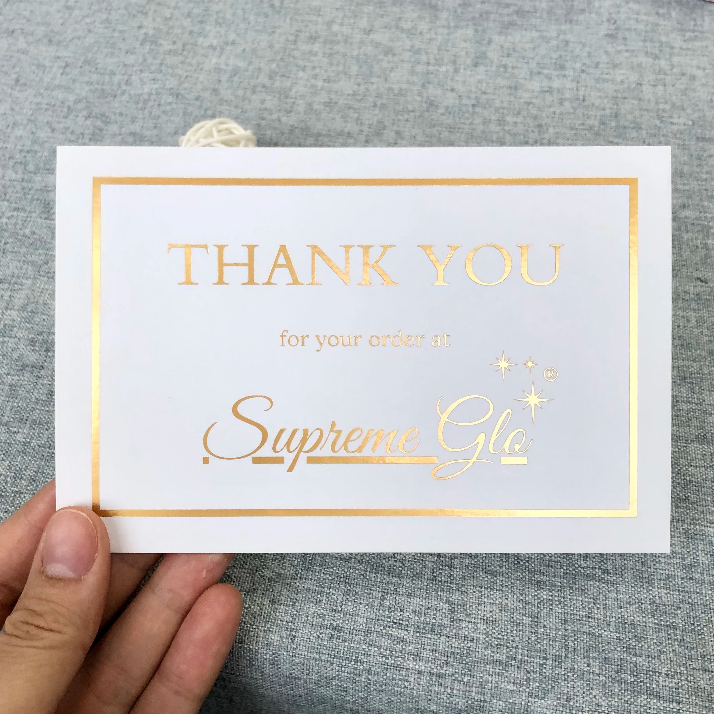 Custom White Kraft Paper Greeting Card with Gold Foil Embossed Logo Personalized Thank You Paper Cards