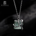 ICEBELA New Chinese Style 925 Sterling Silver National Icebella Fine Jewelry Bamboo Green Jade Pendant Necklaces for Women