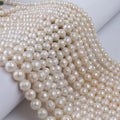 5-6/6-7/8-9/9-10/11-12mm White Cut Faceted Loose Freshwater Round Pearls Beads Strands for Jewelry Making