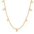 Women Personalized Elegant Jewelry 18k Gold Plated Stainless Steel Small Rectangle Shape Cubic Zircon Cz Pendant Necklace