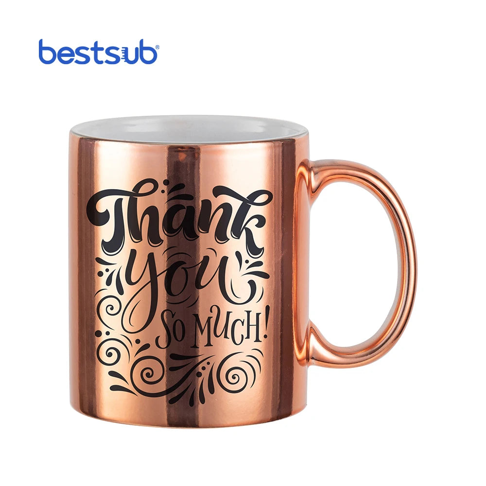 Wholesale Custom 11oz Ceramic Mug Rose Gold Plated Sublimation Blanks for Parties