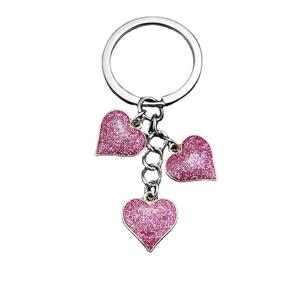 Hot Sale Butterfly Rose Drip Oil Keychain Vintage Style Heart-Shaped Zinc Alloy Bag Charm Fashion Accessory for Couples