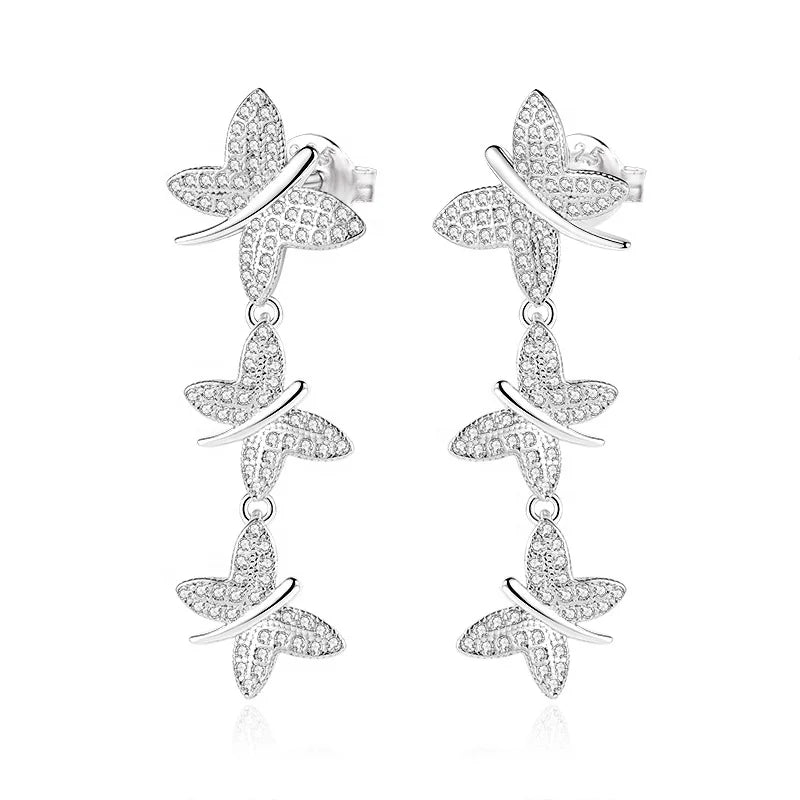 Fashion Earrings Jewelry 925 Sterling Silver butterfly Earrings INS Trendy butterfly Stud Earrings Jewelry Women