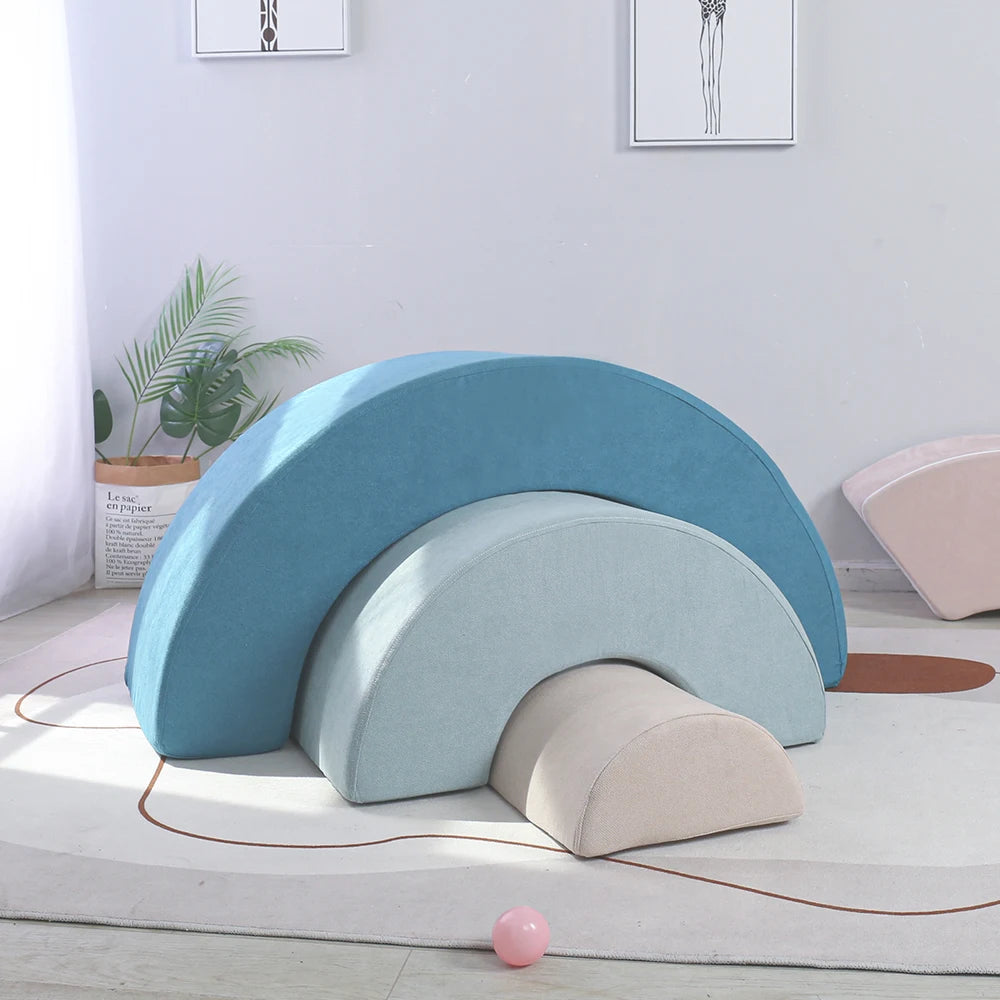 Rainbow Design 3pcs Per Set KIDS COUCH Certipur-us Kids Foam Building Blocks Creative Kids Play Sofa