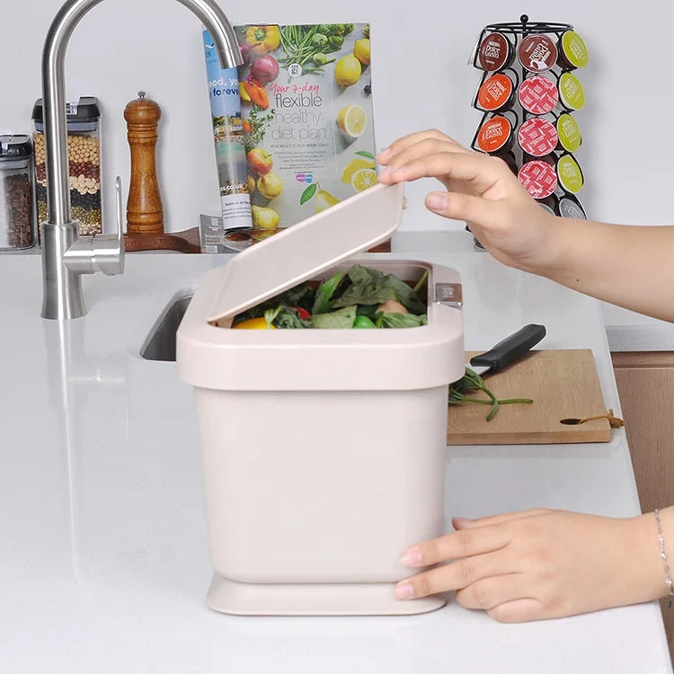 Kitchen Compost Bin Easy Clean Food Waste Bin for Kitchen with Handles Countertop Compost Bin Kitchen Food Scrap Pail Bucket
