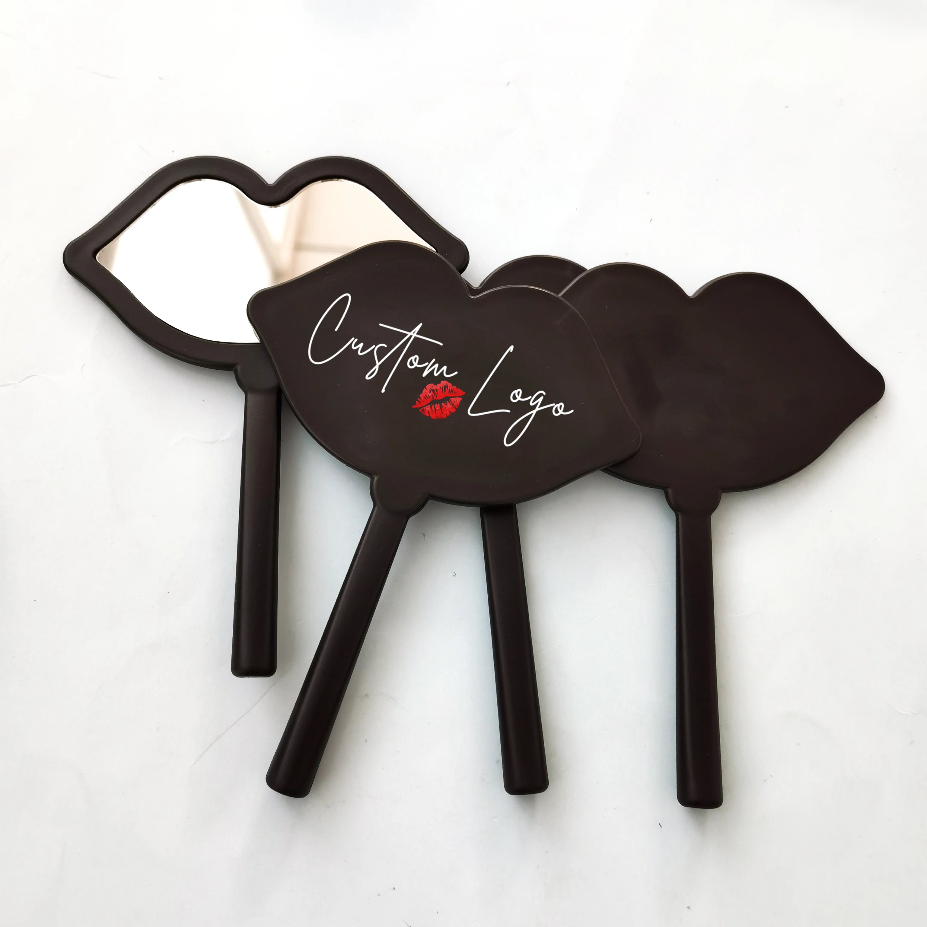 White Red Small Handheld Pocket Makeup Mirror Magnifying Lighted Customizable Private Label Mini Cosmetic Mirrors OEM Options