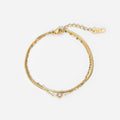 Trendy Metal Gold Jewelry Girlfriend Gift Stainless Steel Round Zircon Layered Bracelets for Women