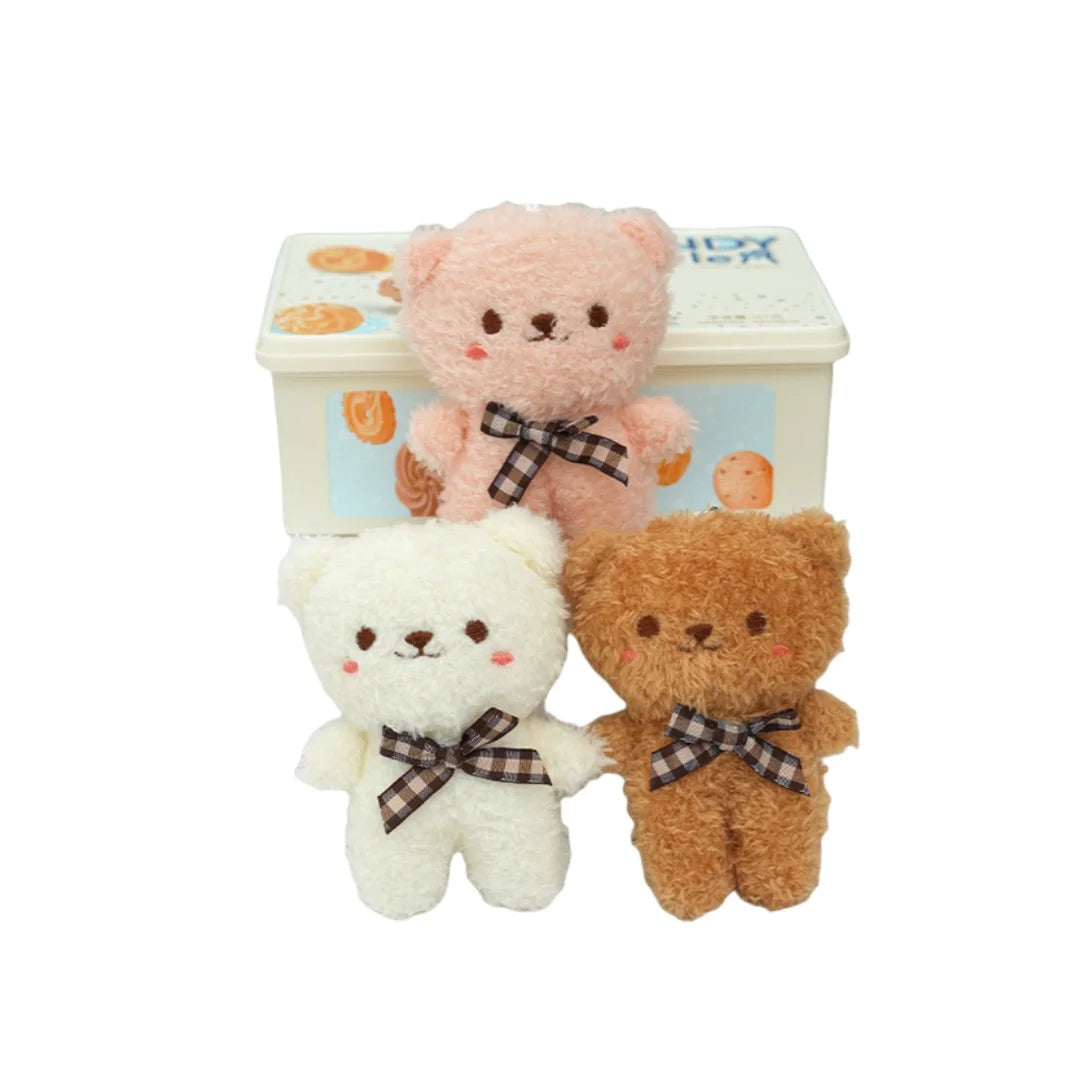 12cm Kawaii Soft Stuffed Keychain Plush Bow-tie Teddy Bear Pendant Key Chain DIY Trinket Kid Bowknot Animal Toys Bag Accessories