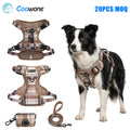 Heavy Duty Tough Dog Harness Training Leash Set Personalized Plaid Pet Harness Custom Logo Adjustable No Pull Dog Harness Set