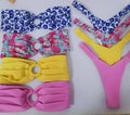 New Fashion Customized Swimwear Women Two Piece Bandeau Floral Print Bikini Heat Shape Accessories Woman Bathing Suit Custom