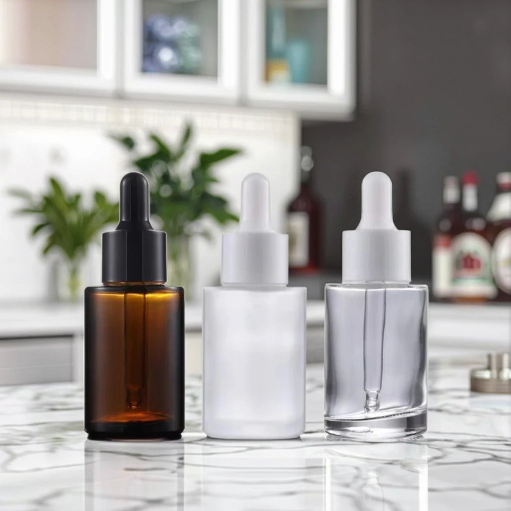 OEM 5ml 10ml 15ml 30ml Flat Shoulder Gradient Color Glass Dropper Bottle
