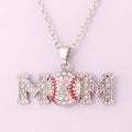 Silver Plated Red MOM Baseball Gift Necklace