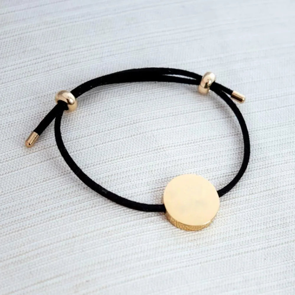 Stainless Steel Jewelry String Cord Round Disc Bracelet Custom Coin Charm Engrave King Queen Crown Bracelet for Women Men