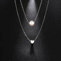 Stainless Steel Double Layer Heart Necklace Fashion Women Beads Necklace Jewelry Pearl Necklace for Women Gifts
