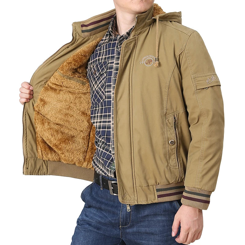 Classic Design Man Clothes Jackets Khaki Jackets Men Outdoor Top Wearing With Detachable Hood Cotton Blouson Jacket