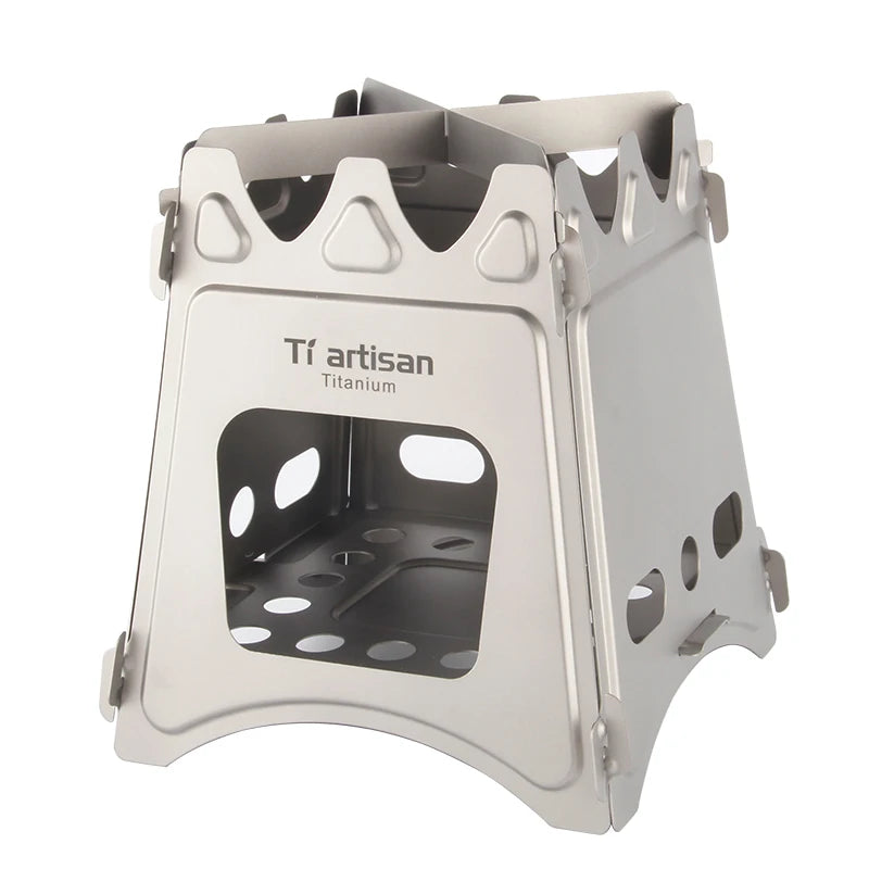 Camping Stove Wood Burning Outdoor Folding Stove Pure Titanium Ultralight Backpack Stove for Outdoor Backpacking Hiking