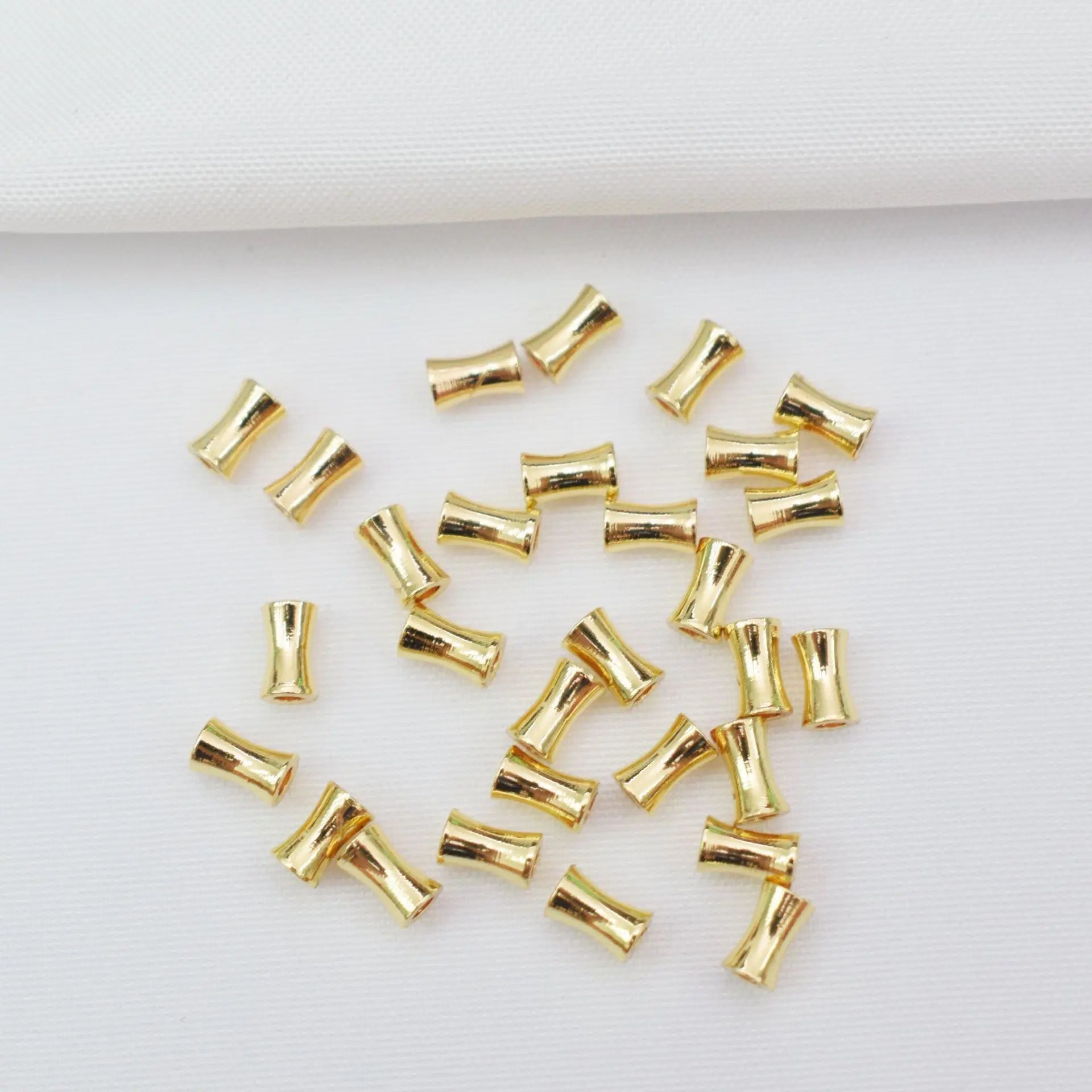 3x5mm 14k 18k Gold Plated Metal Copper Tube Spacer Beads Large Hole for Jewelry Making Wholesale Jewelrytopia Model 11373-1