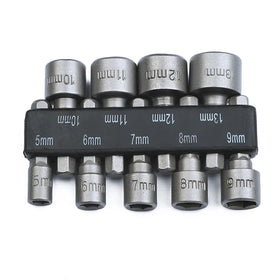 9Pcs Power Nut Driver Hex Shank Drill Bit Adapter Socket Wrench Screw Tool 5mm-13mm