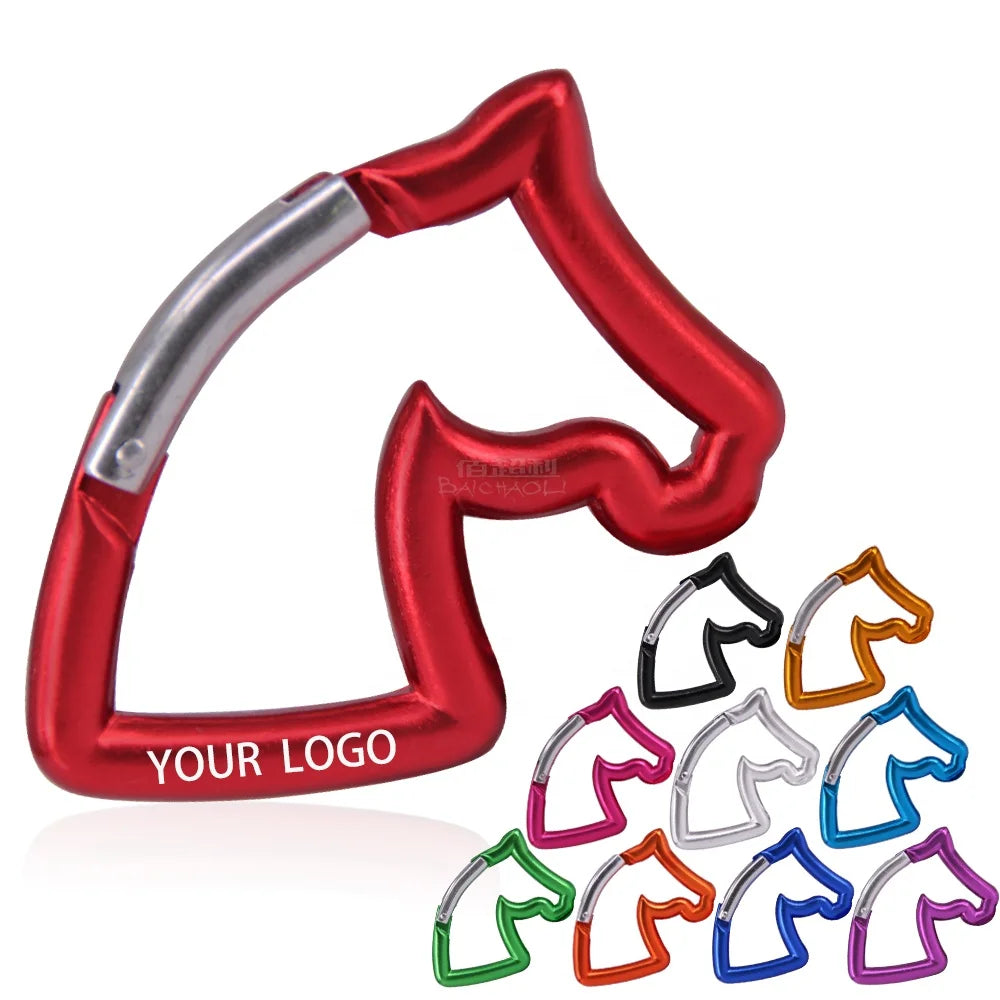 Aluminium Alloy Snap Clip Keychain Horse-Shaped Heavy Industry Multifunction Quick Link Hanger Bags Carabiner Hooks Mining