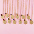 2025 Personalized Customized 18K Gold Plated Stainless Steel Birthstone & Birth Month Flower Link Chain Necklace for Women