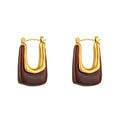 18K Electroplating Simple Versatile Wind Earrings New Fashion U-Shaped Acrylic Stylish Stainless Steel Women's Jewelry for Gift
