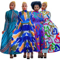 K10389 Hot Sale Two Piece Set Women Clothing Unique Art Print Pleated Long Sleeve T-Shirt and A-line Skirt 2 Piece Skirt Sets