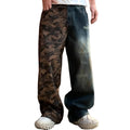 MC BUILD Custom Hip Hop Leg Baggy Denim Pants Camouflage Patchwork Jeans for Men