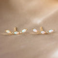 LOZRUNVE 925 Sterling Silver Gold Classic Opal Marquise Ear Climber Crawler Stud Earring