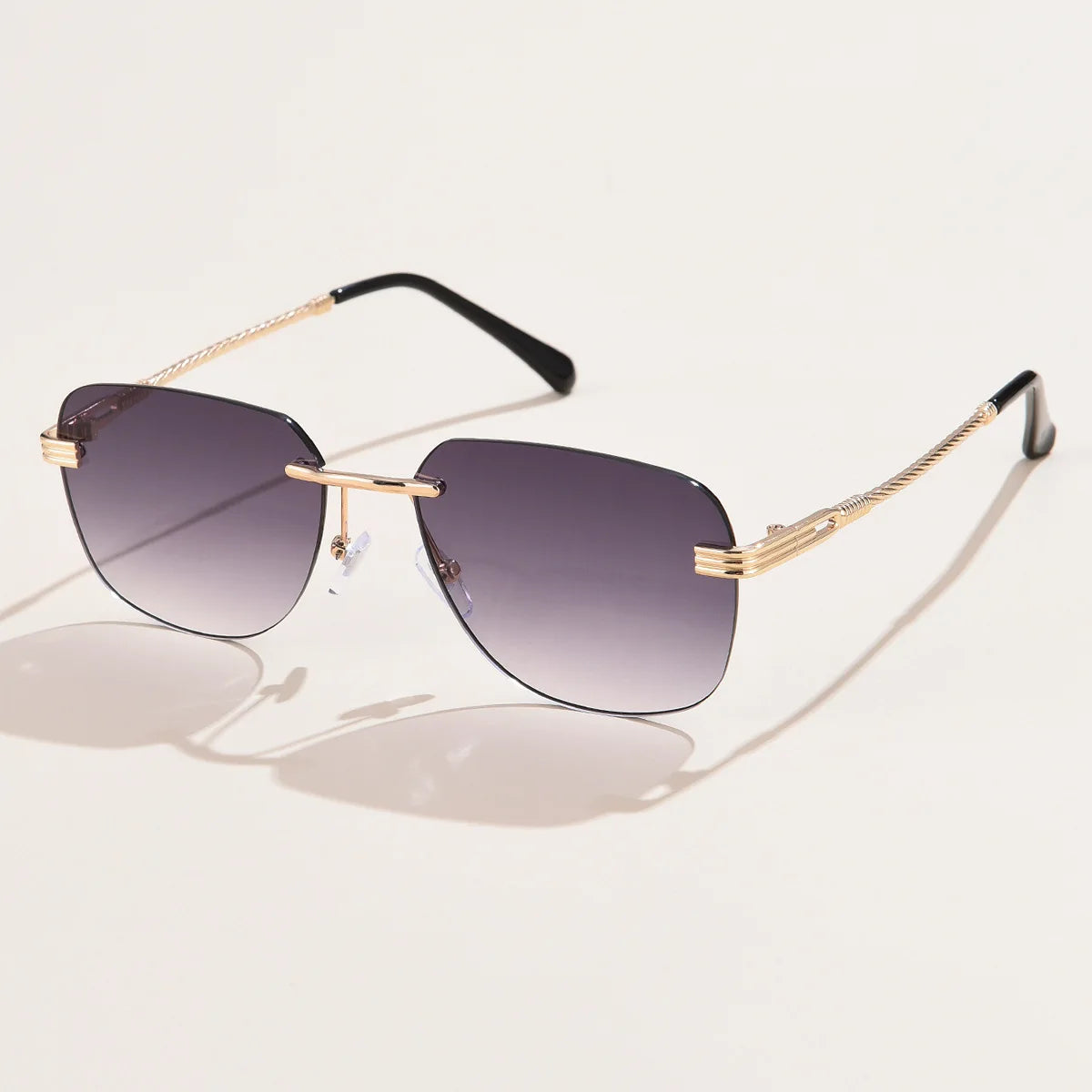 UNOC 2022 Luxury Rimless Sunglasses Small Frame Gold Metal Sun Glasses for Women and Men Personality Style