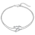 High Quality Rhodium Plated Women Bracelet 925 Sterling Silver Rhodium Plated Double Layered Butterfly Bracelet Jewelry