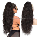 26 Inch Long Drawstring Ponytail Extension Synthetic Water Wave Wig French Curl Daily Party Use for Women Hair