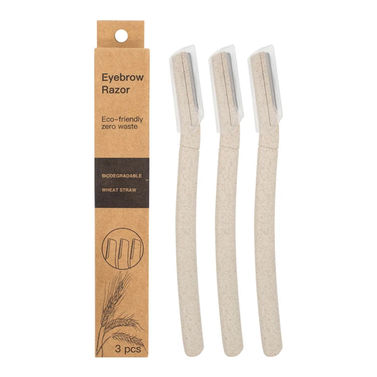 Wholesale Eco-friendly Biodegradable Natural Wheat Straw Women Eyebrow Trimmer With Cover Eyebrow Razor