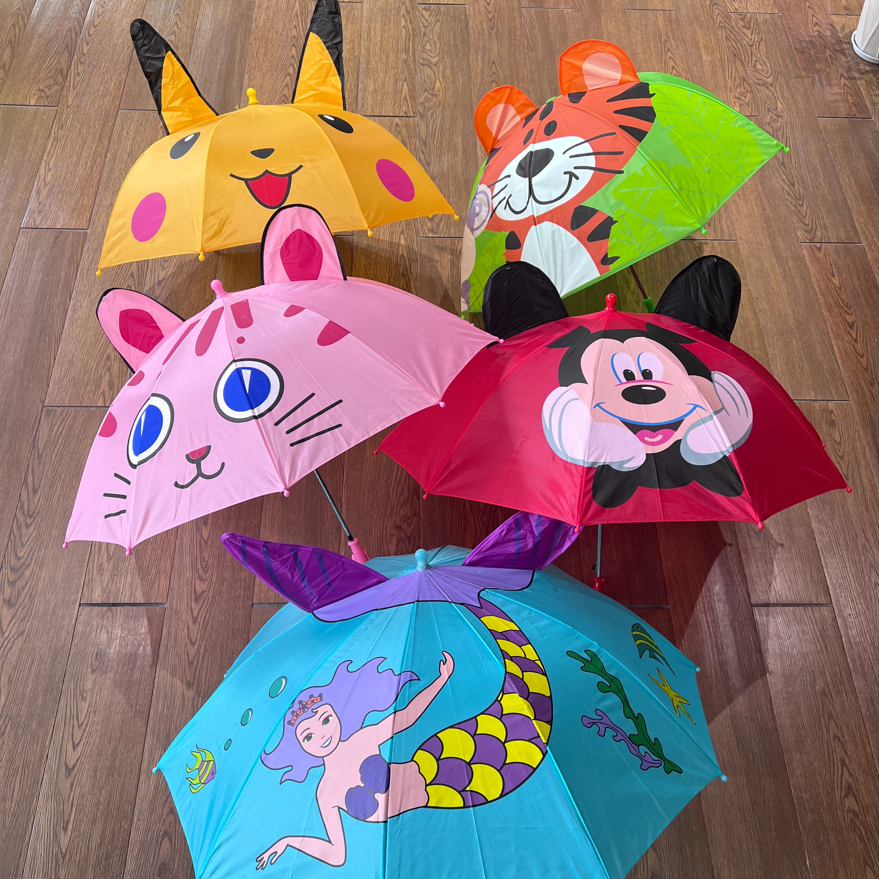 Chinese Factory's Cheap Children's Umbrella Customized 3D Design with Carton Classic Straight Style