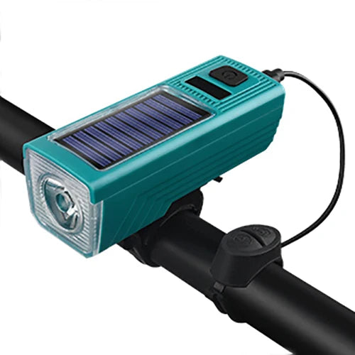 Solar Powered Bike Led Lights Night Cycling Horn Handlebar Light  Bicycle Front Light