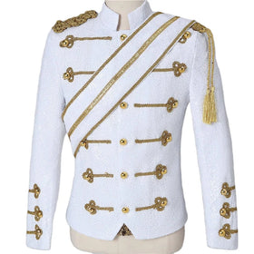 Performance Costume Tuxedo Blazer Mens Adult Sequins European Court Style Sequined Wedding Suit Jacket Stage Suit Plus Size 6XL
