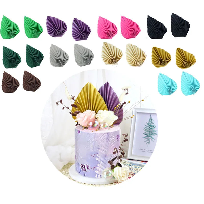 Wholesale 2pcs Set Leaf Cake Topper Floral Cupcake Topper Colorful Happy Birthday Paper Decorations for Party Baking Supplies