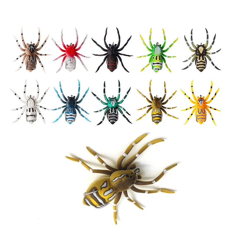 Soft Spider Bait Bass Fishing Lure Bionic Plastic Body Barbed Hooks for Bass Snakehead Pike Trout Plastic Lure