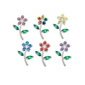GZN Newest Fashion G23 Titanium Piercing Jewelry CNC Set CZ Colorful CZ Flower 16G Internally Threaded Labret Top