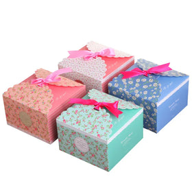 Box Packaging Custom Print Folding Paper Boxes Chocolate Candy Cardboard Paper Cake Box With Ribbon