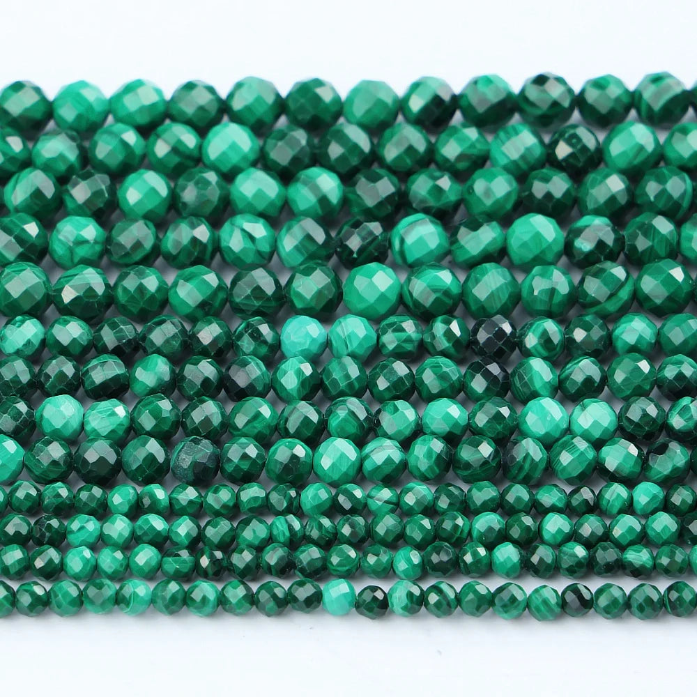Wholesale Natural Malachite 2 3 4mm Faceted Beads Loose Gemstone Beads Stone and Crystal Beads ForJewelry Making DIY Handmade