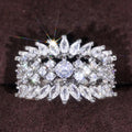 CAOSHI Gorgeous Full Sparkling Bling Zircon Diamond Finger Ring Imitated Rhodium Plated Engagement Wedding CZ Flower Rings Women