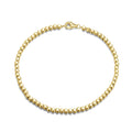 RINNTIN SB124 Handmade Italian 925 Sterling Silver 18K Gold 2.5mm Organic Cube Bead Chain Bracelet for Women Men