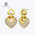 Rochime New Arrival Design Vintage Heart Yellow Gold Plated Diamond Earrings Silver 925 Jewelry Accessories